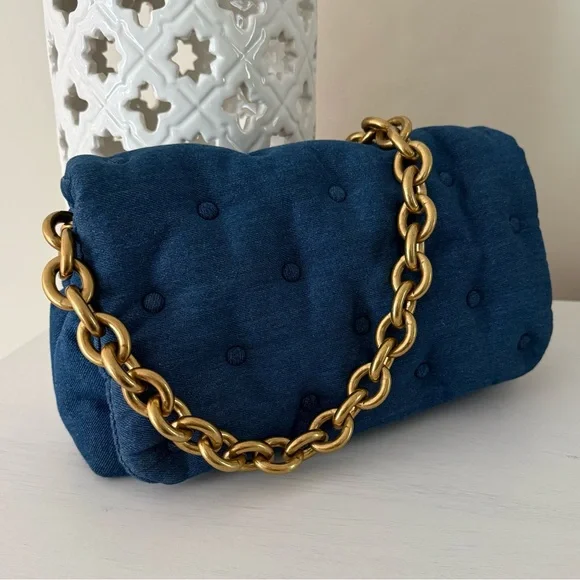 Zara Viral Puffy Denim Chain Bag - Picture 5 of 16
